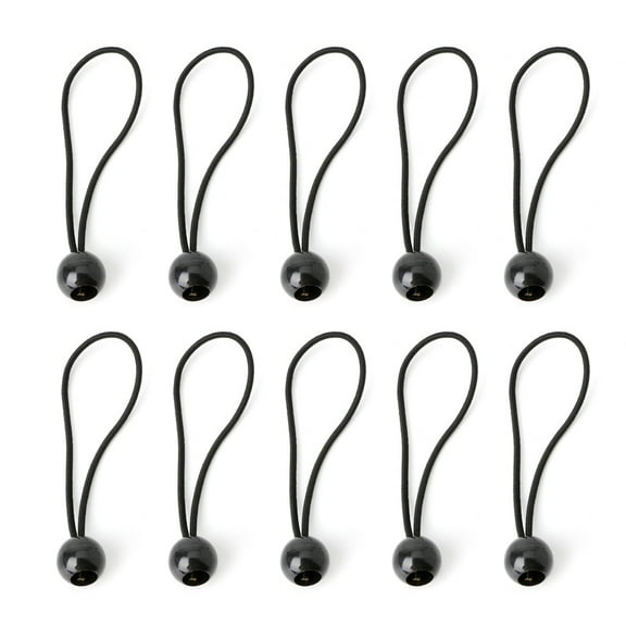 NANMELX 10 Pcs Black Ball Bungee Pack Shock Elastic Tie Loop Cord Fixing Securing Trailer Ropes Buckle Backpack Accessories Outdoor Tool