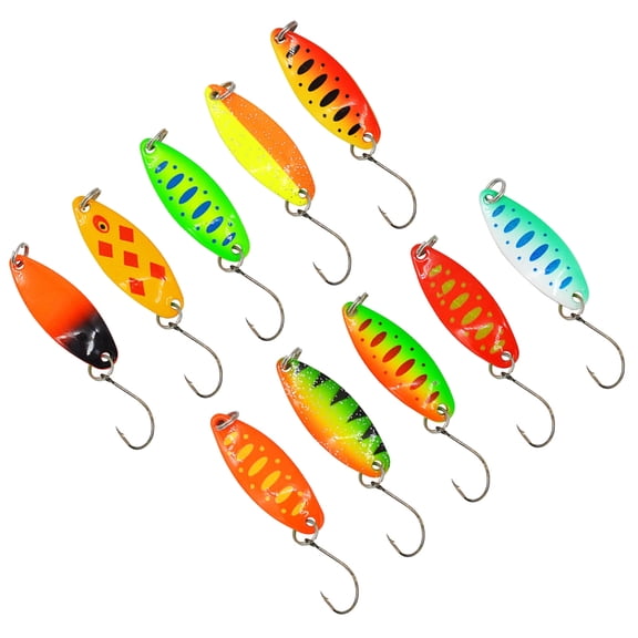 NANMELX 10Pcs Fishing Spoons Lures Metal Lures Baits Trout Bass Casting Spinner Spoon Fish Baits Steel Single Hook Fishhooks