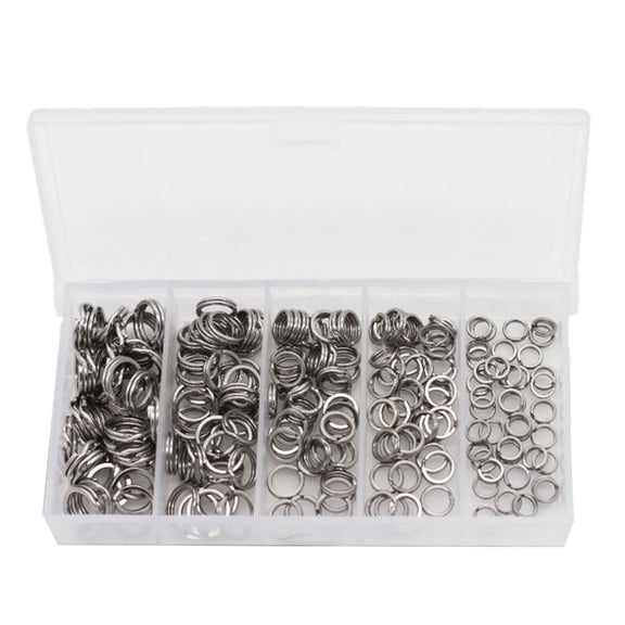 NANMELX 200Pcs 5 Size Fishing Split Rings Set for Connecting Fishing Lures & Hook, Stainless Fishing Split Rings Line Connector