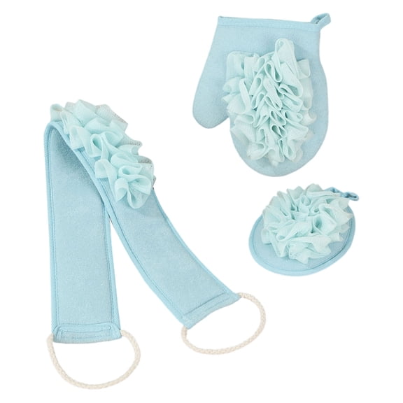 NANMELX 3PCS/LOT Shower Scrubber Set Ergonomic Back Scrub Tool Exfoliating Gloves With Loofah For Sensitive Skin