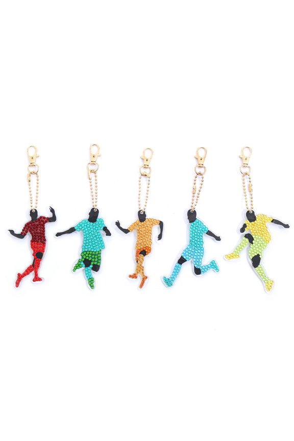 5pcs 5D Drawing Kit Keychain Sets Double Sided DIY for DIY Craft Bag Decor Phone Straps and for Key Ring Beginners Embroidery Gift