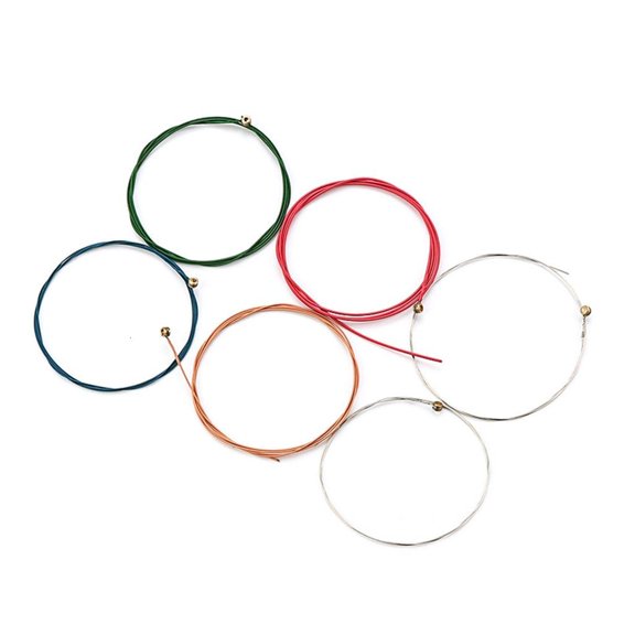 NANMELX Colorful Classical Guitar Strings 6 Full Sets Steel E-1st B-2nd G-3rd D-4th A-5th E-6th Coated Guitar Strings Wound Kits