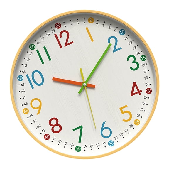 NANMELX Colorful Numerals Quiet Wall Clock for Classroom Playroom Nursery and Bedroom