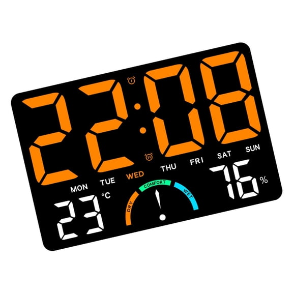 NANMELX Contemporary LED Wall Clock With Temperature Humidities Display Alarm Timers Function Modern Home Office Kitchen Decoration