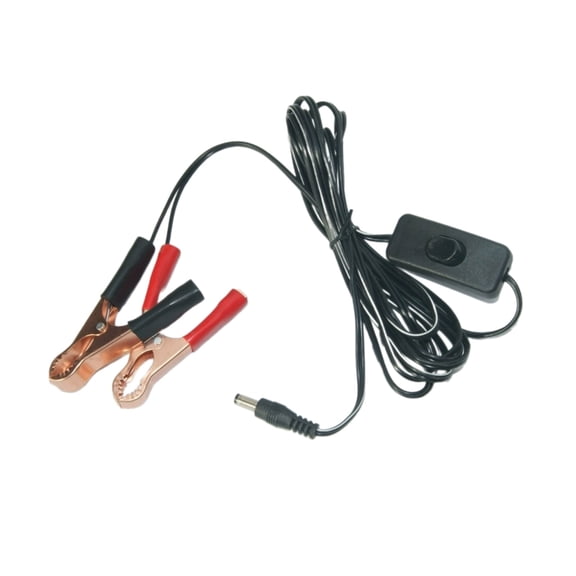 NANMELX DC5.5x2.1mm Male Connector to Double Alligators Clip Power Cable with On off Button Charging Cable Security Camera Light
