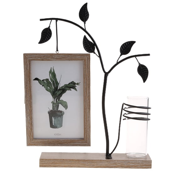 NANMELX Double Sides Display Family Picture Frame 4x6 Vertical Metal Tree Desk Photo Frames Bud Vase Flower Plants Unique Gifts