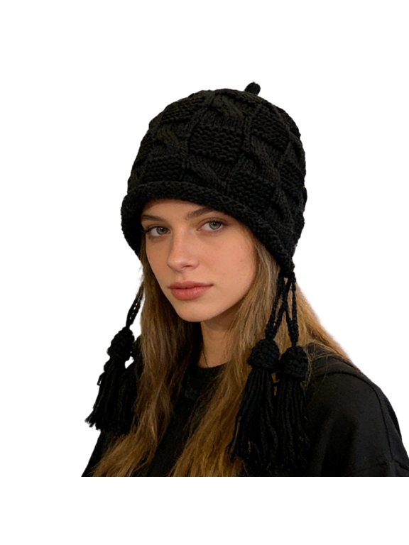 Fashion Knitted Fringe Beanies Warm Soft Stretchy Winter Hat For Men Women