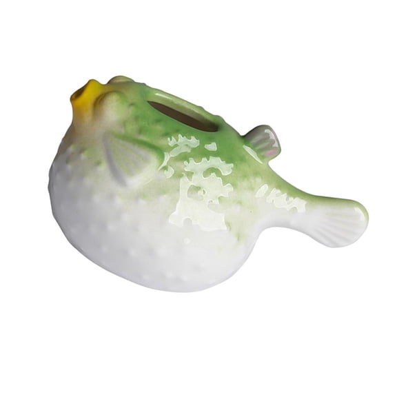 NANMELX Fish Shape Ceramic Planter Vases Pufferfish Design Small Succulents Pot for Desk Table Shelf Windowsill and Home Decors Display