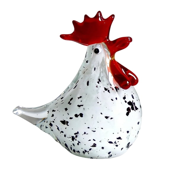 NANMELX Glass Sculpture Handmade Colored Glaze Rooster Decors Home Office Display