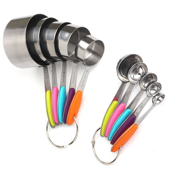 NANMELX Kitchen Measuring Spoon Stainless Steel Teaspoon with Silicone Handle Durable