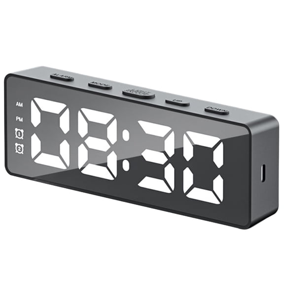 NANMELX LED Desk Digital Clock with Temperature Reading and Mirror Utility with USB Port and Battery Backups for Office and Home