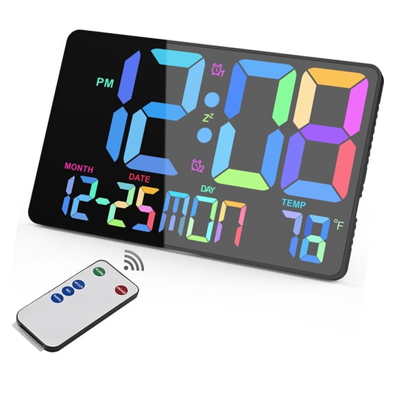 NANMELX Large Digital Wall Clock with Remote Control,Desk/Wall Clock for Bedroom Decors