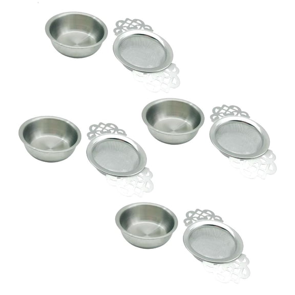 NANMELX Metal Tea Filter Set 304 Cup Basket with Rest Bowls for Daily Use