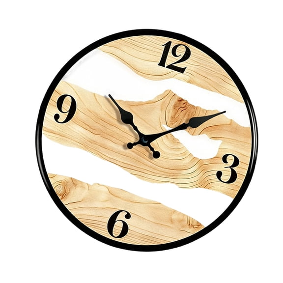 NANMELX Rustics Clock for Kitchen Decorative Clock Wood Wall Clocks Battery Operated Analog Annual Rings Wall Clock None Ticking