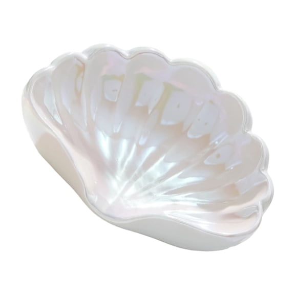 NANMELX Stylish Shell Soap Holder Smooth Ceramic Construction Slanted Drying Rack
