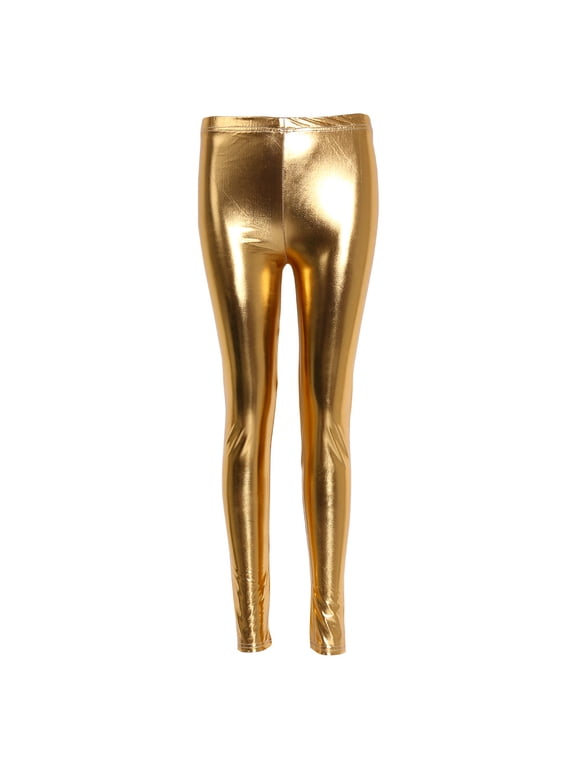 Womens Full Length Leggings Dance Pants Shiny Yoga Pants High Waist Shiny Stretchy Ladies Tummy Control Dancing Leggings