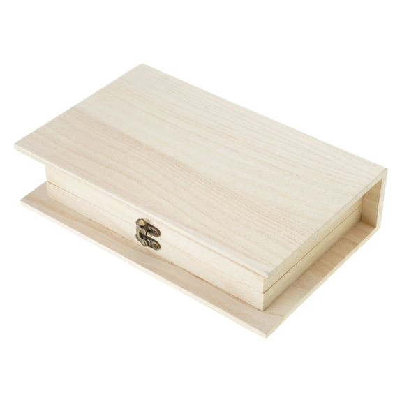 NANMELX Wood Rectangular Wooden Storage Box Hinged Lockable Clamshells Desktop Organiser