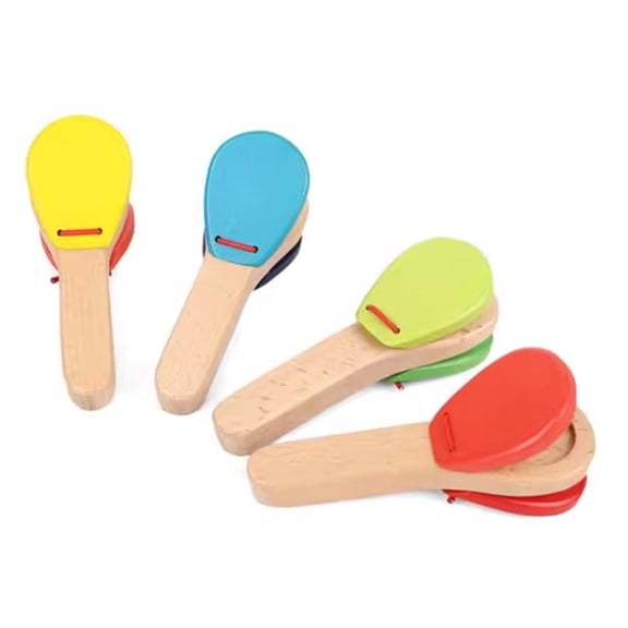NANMELX Wooden Clapper Castanets Musical Instrument Educational Percussion Rhythm Castanets Musical Clap Board for Kids Adults