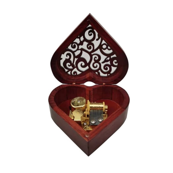 NANMELX You Are My Sunshines Music Box,Heart Shape Retro Hollowed Out Wood Mechanism Wind Up Musical Box Birthday Wedding Gift