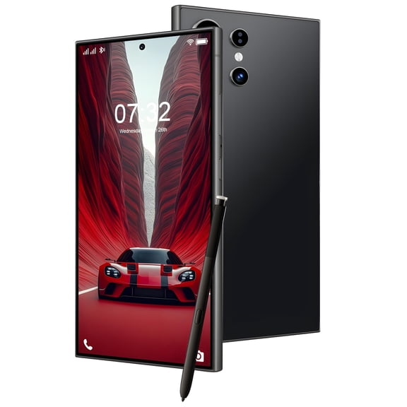 NANNEE G24Ultra Black Unlocked Android Smartphone,7.3" HD Smart Island Display,12GB RAM+512GB Storage,Snapdragon 8 Gen3,7000mAh Battery,50MP Front Camera,Built-in Stylus Pen,Dual SIM Cell Phone