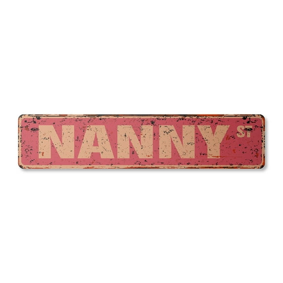 NANNY Vintage Aluminum Street Sign babysitter childminder child care provider rustic metal tin | Indoor/Outdoor | 24" Wide