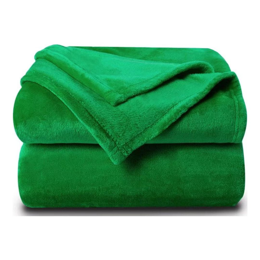 NANPIPER Queen Size Blanket Plush Microfiber for Bed Emerald Green,90
