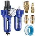 thumbnail image 1 of NANPU 1/2" NPT Compressed Air Filter Regulator Lubricator (FRL), Zinc Alloy, 5 Micron Brass Element, 0-150 psi Gauge, Quick Release Bowl, Manual Drain, Metal Bracket., 1 of 6