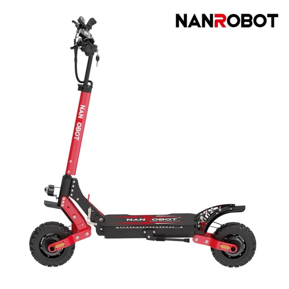 NANROBOT D4+MAX Adult Electric Scooter, 2400W Dual Motor, 42 MPH Off Road Folding E-Scooter, 52V 23Ah Battery, 10" Tires, Spring Suspension, IP54 Waterproof, 265 lbs Load, No Seat