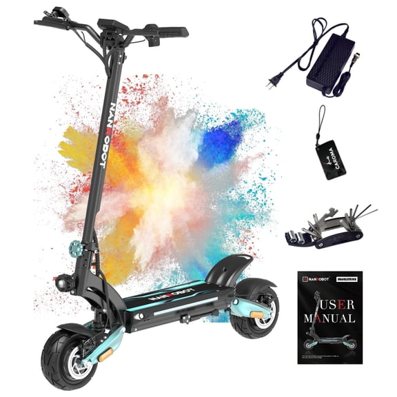 NANROBOT D6+ Lightning H1 Electric Scooter Adults 3000W Dual Motors 45 MPH Top Speed 75/40/18 Miles Long Range Fast Electric Scooter 10" Off-Road Tires E Scooter Foldable Commuter Sport Scooters