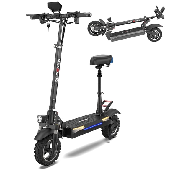 NANROBOT T1 Electric Scooter with Seat for Adults Teens 800W Motor 25 MPH Speed 25 Miles Range Fast Electric Kick Scooter Foldable Waterproof Commuter Sport Scooter 10" Off-Road Tires 265 lb Capacity