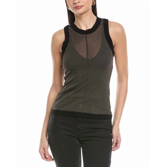 NANUSHKA womens  Denalie Wool-Trim Tank Top, s, Green