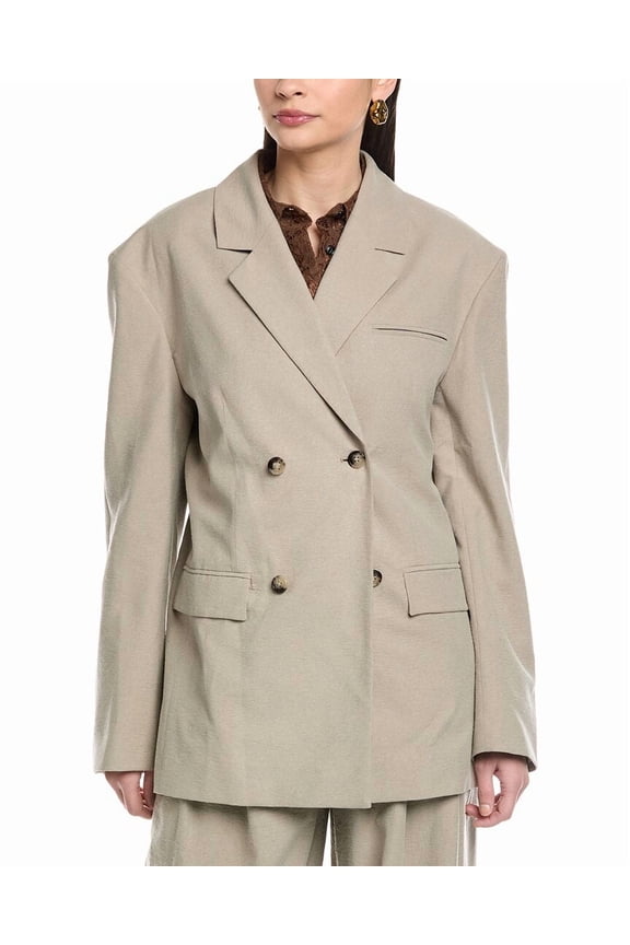 womens Diante Silk-Blend Blazer, m, Brown