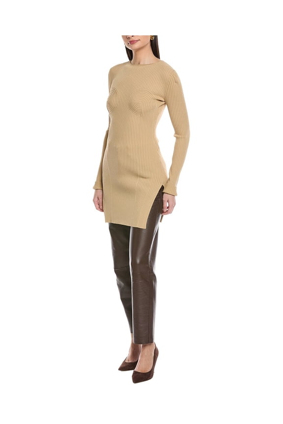 womens Luzza Long Sleeve Rib Dress, m, Brown