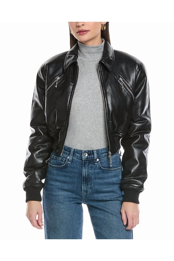 womens Myrto Ribbed Cropped Jacket, s, Black