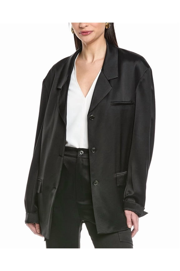 womens Patri Boxy Oversized Blazer, l, Black