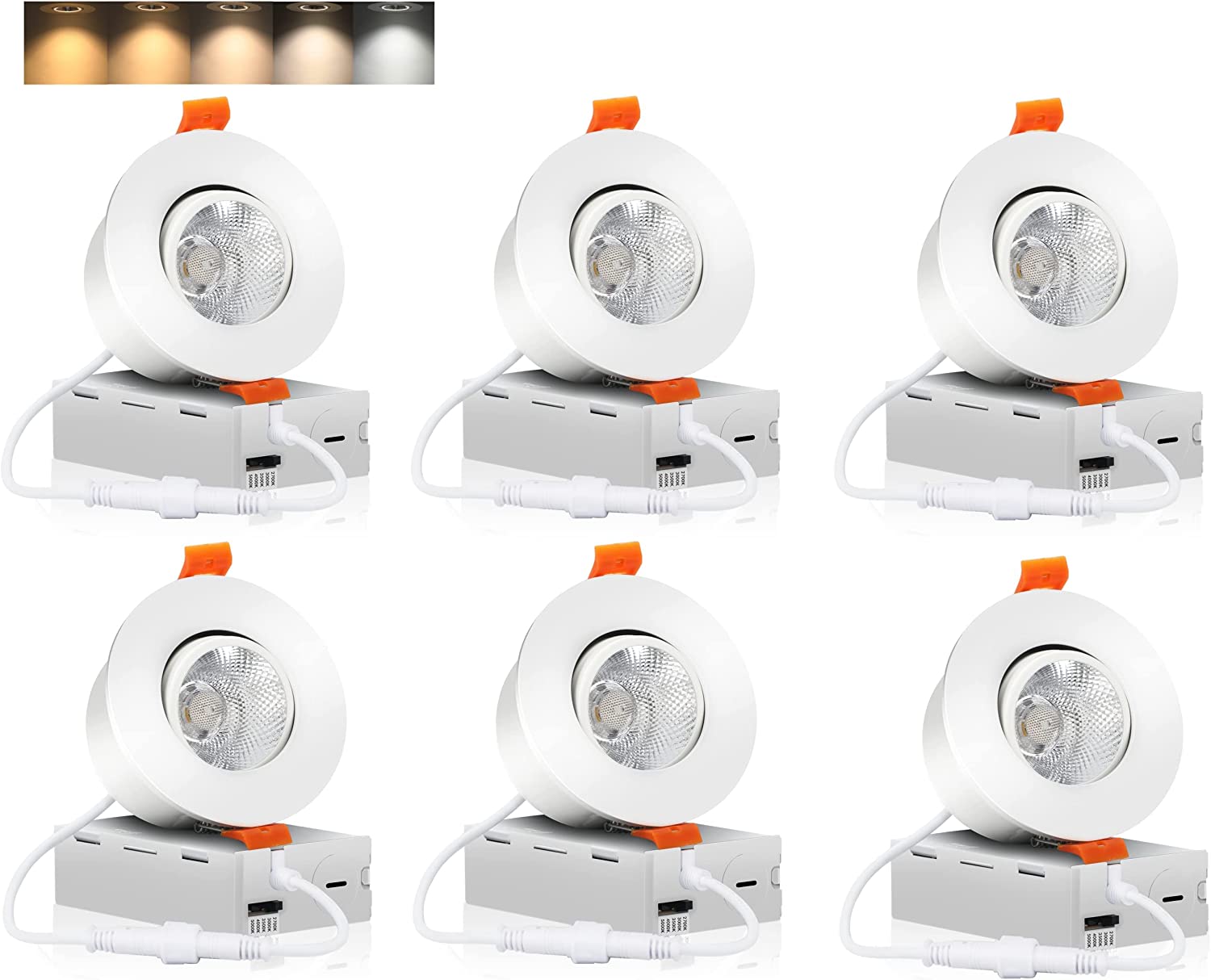 NANYUN 3 Inch 5CCT LED Eyeball Recessed Light,Dimmable Swivel