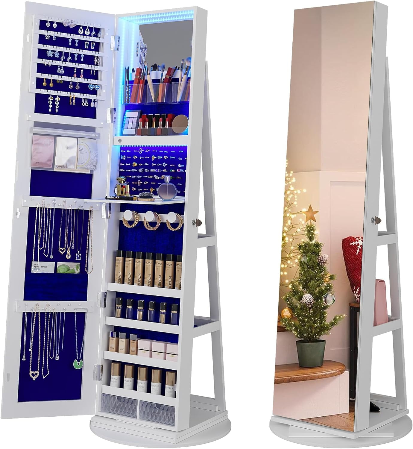 NANYUN 360° Swivel Jewelry with Lights, Standing Jewelry