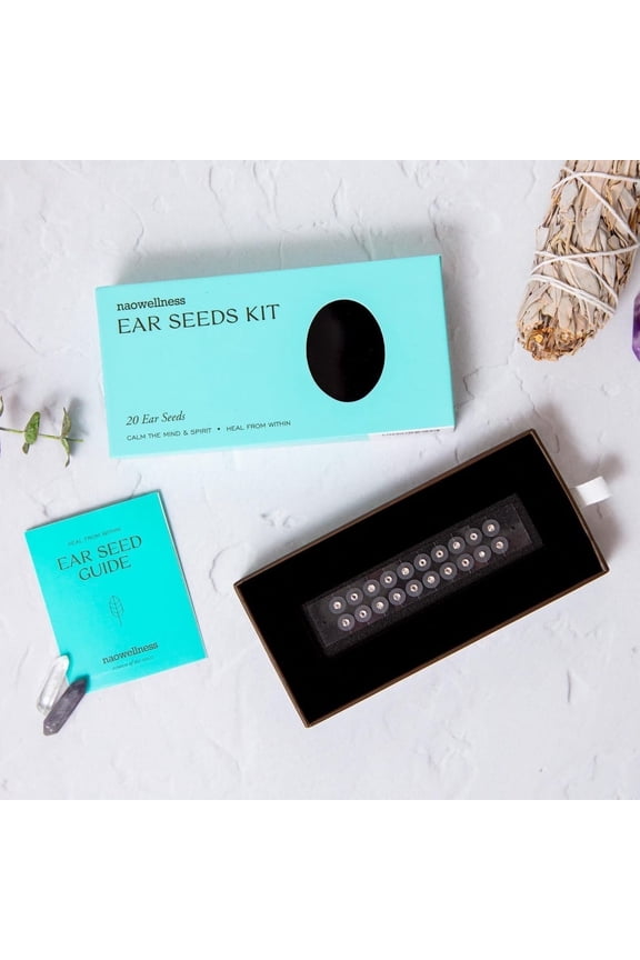 Swarovski Ear Seeds- Auriculotherapy Seeds Self-Care Acupressure Beads Healing Kit with 40+ Solutions – 20 Swarovski Crystal Ear Seeds Acupuncture Kit