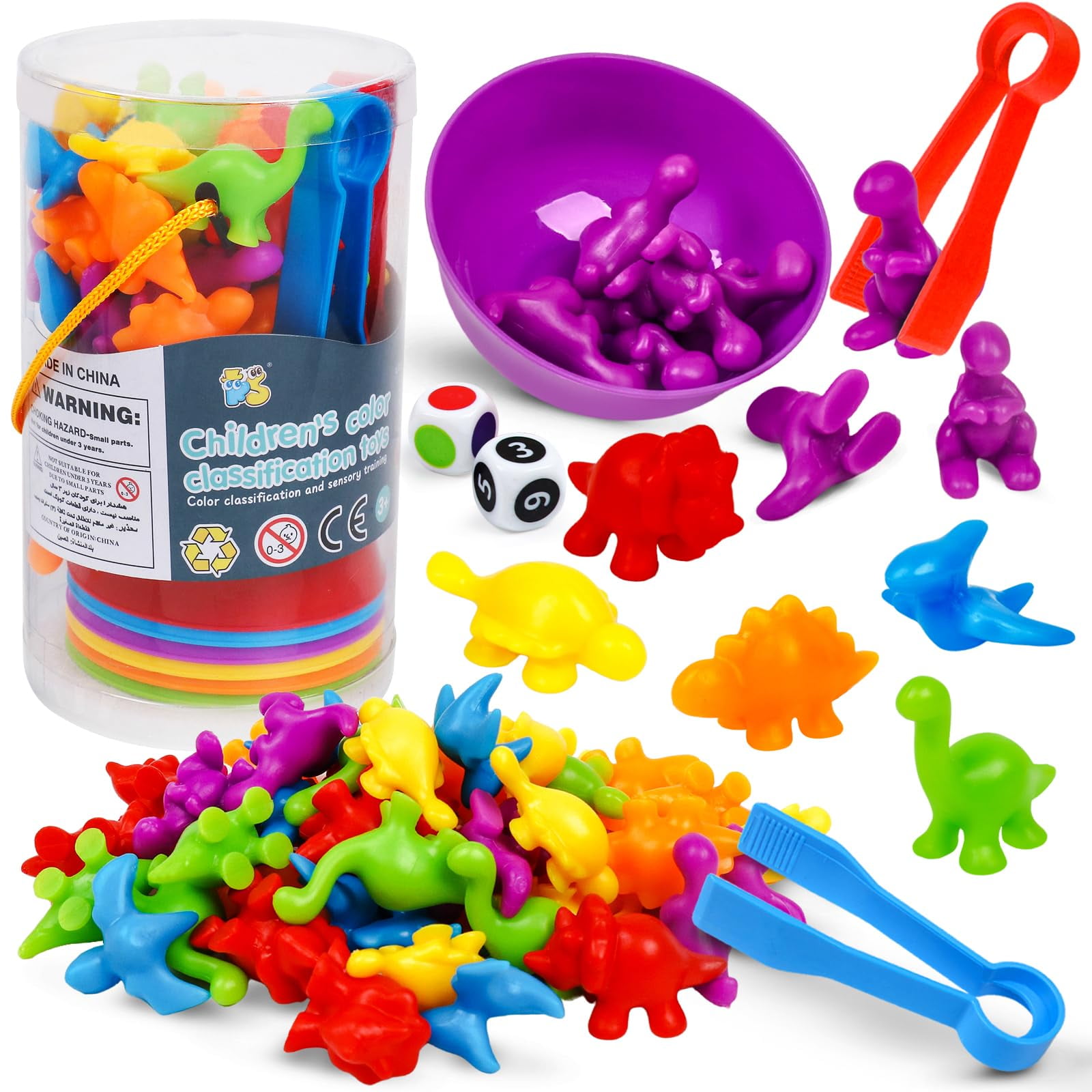NAODONGLI Counting Dinosaurs Color OIF8 Sorting Toys with Rainbow for ...