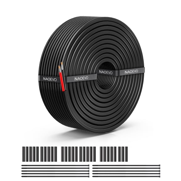 NAOEVO 10 Gauge Wire 2 Conductor Electrical Wire, 10 AWG Stranded PVC Cord, 12V Low Voltage/Tinned Copper/Flexible Cable for Automotive Wiring, Lamp Cord, Marine Cable (30FT)