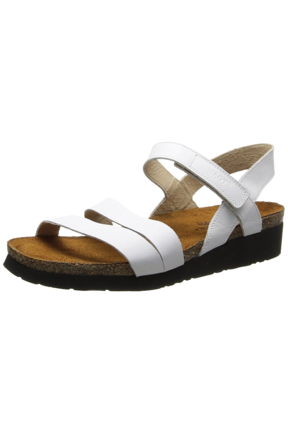 Women's Kayla Wedge Sandal, White Leather,40 EU/9 M US