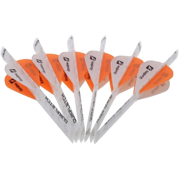 New Archery Products Quikfletch 2″ Quikspin 4 Vane, White/Orange, 6 Pack