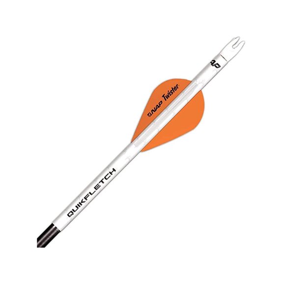New Archery Products Quikfletch 2″ Quikspin 4 Vane, White/Orange, 6 Pack