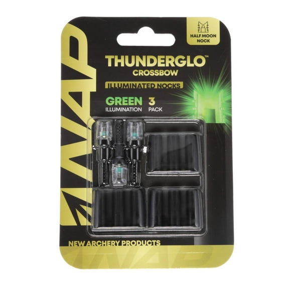 New Archery Products ThunderGlo llluminated Half Moon Green Crossbow Nock, 3-PK