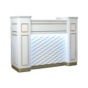 NAPA Reception Desk with LED Light and Marble Top, Office Restaurant Beauty Spa Salon Furniture, White/Gold