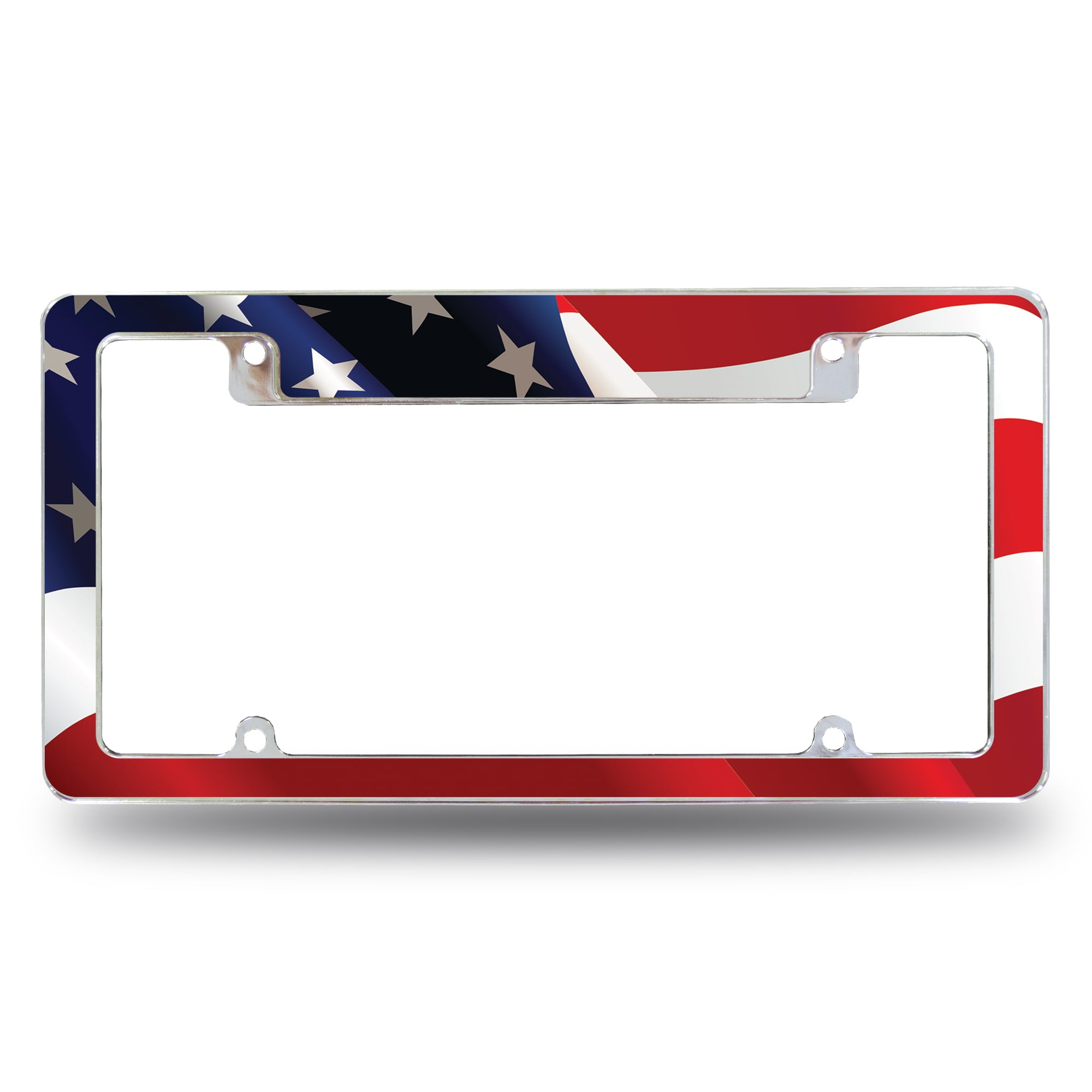 NAPA USA Flag 12" x 6" Chrome All Over Automotive License Plate Frame