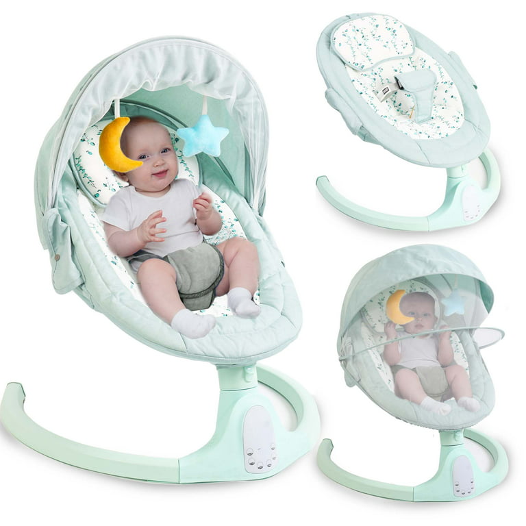 Baby Swing for Infants to Toddler,3 in 1 Electric Remote  Control Baby Rocker for Infants with Detachable Dinner Plate,4 Sway  Ranges,Bluetooth Support Heavy Duty Base Baby Bouncers for 0-24 Months 