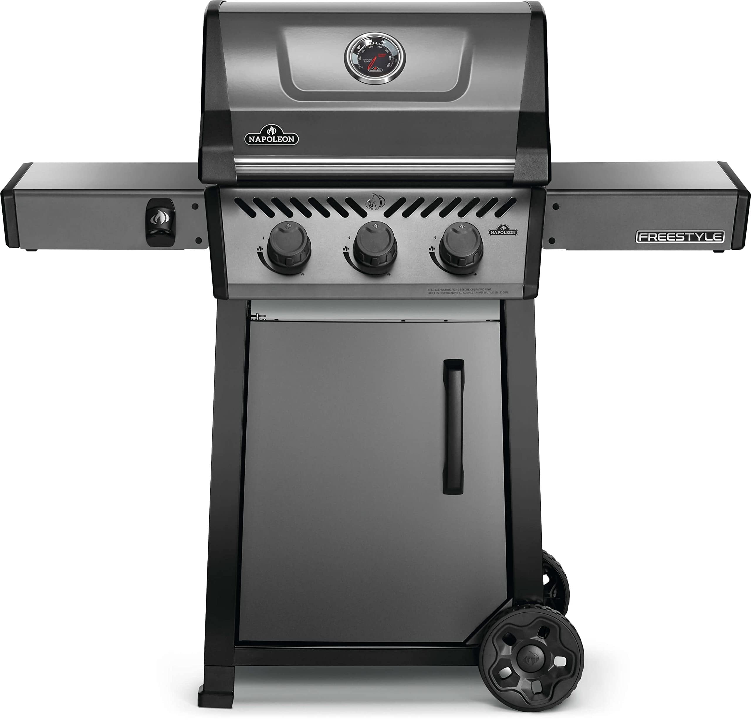 Napoleon Freestyle 365 Natural Gas Outdoor Grill, Graphite Grey  3-Burner BBQ with Stainless Steel Cooking Grates