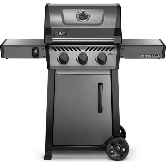 Napoleon Freestyle 365 Natural Gas Outdoor Grill, Graphite Grey  3-Burner BBQ with Stainless Steel Cooking Grates