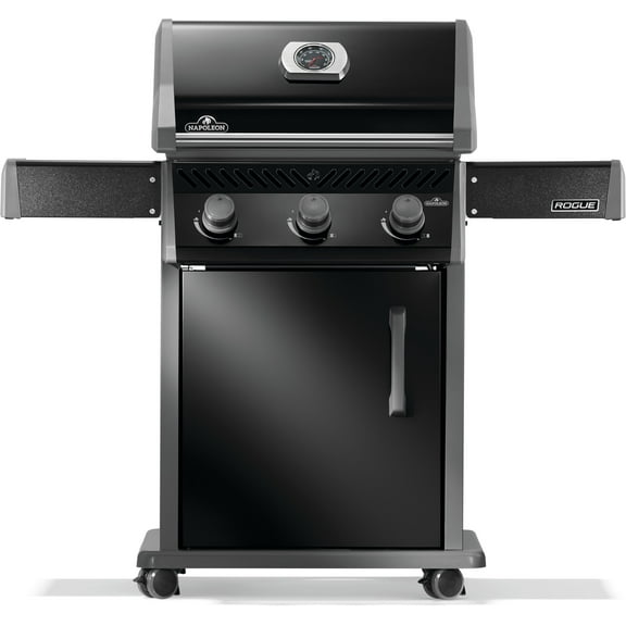 Napoleon Rogue 425 3-Burner Propane Gas Grill in Black with Cast Iron Cooking Grids